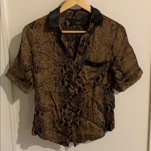 Dolce Vita silk button down blouse snake skin